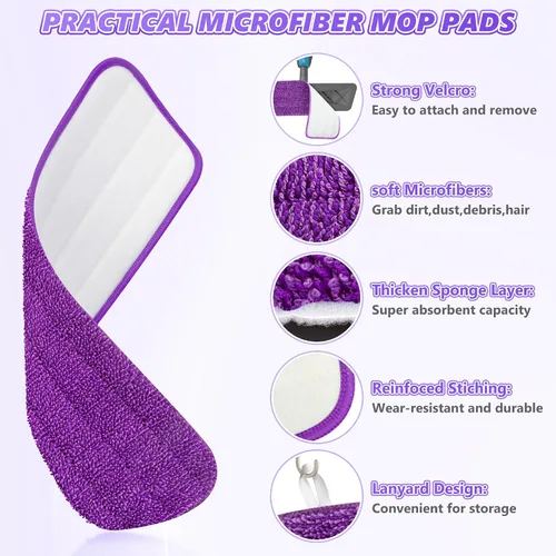 Vista 3 de BPAWA 4 almohadillas de microfibra de repuesto reutilizables para Swiffer