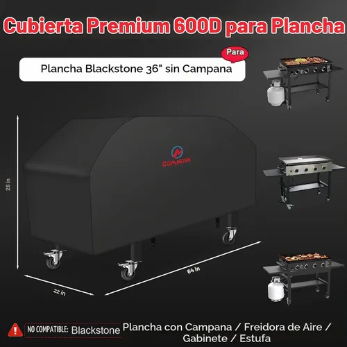 Vista 2 de Comnova - Cubierta de parrilla para Blackstone de 36 pulgadas - Funda de parrilla plana de 36" de 600D sin capucha, cubiertas de parrilla