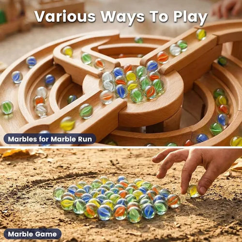 Vista 4 de SallyFashion 240 canicas para niños, canicas de ojo de gato mezcladas en 5 colores para damas chinas, juguetes de carrera de canicas, juegos de mesa