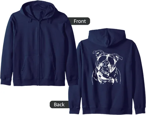 Vista 7 de Gafas de sol divertidas con diseño de perro bulldog inglés con cremallera Negro