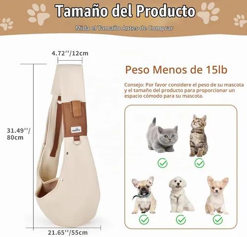 Vista 2 de Bolso de transporte para perros Wakytu para perros pequeños - Portaperros frontal con correa ajustable - Bolso de transporte para mascotas