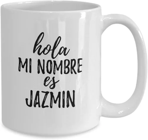 Vista 2 de Hola Mi Nombre Es Jazmin Mug Funny Spanish Gift Personalized Name Coffee Tea Cup Large 15 Oz
