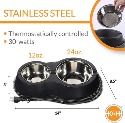 Vista 4 de K&H PET PRODUCTS - Casa climatizada para gatos de exteriores, con cuencos Café térmicos para comer, color oliva