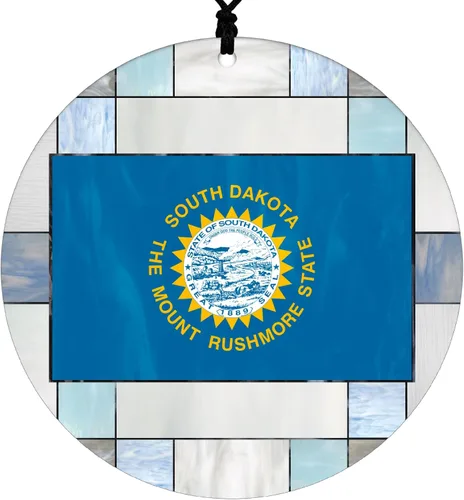 Vista 51 de Adorno navideño de Alabama – Efecto de diseño de vitrales de imitación con bandera estatal – Decoración de disco acrílico colgante 2026 para árbol