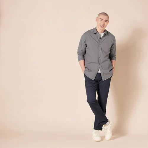 Vista 4 de Tienda Essentials - Camisa de popelina para hombre, informal, de manga larga, con ajuste regular