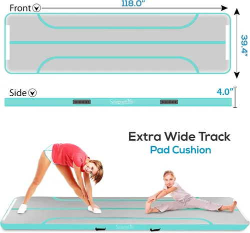 Vista 2 de SereneLife Gymnastics Inflatable Air Tumbling Floor Mat Floating Water Mat 10FT, 4in Thickness for Outdoor/Home Indoor Use Tumbling, Training