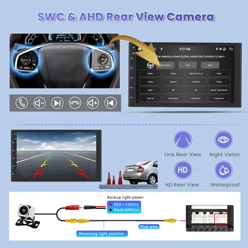 Vista 11 de Hikity 8-Core 4+64G 7'' Android 15 Estéreo de coche doble DIN Radio de pantalla táctil, Carplay inalámbrico Android Auto Mirror Link, GPS 32EQ