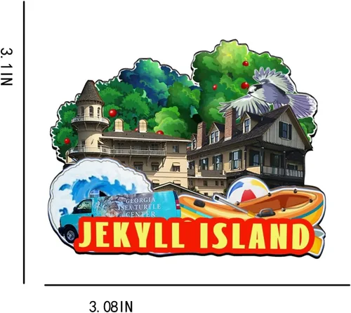 Vista 3 de Jekyll Island Georgia USA - Imán de madera para nevera, monumentos 3D, recuerdos coleccionables, decoración hecha a mano -2663