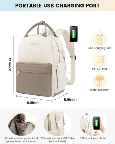 Vista 2 de LOVEVOOK Mini mochila para mujer, mochila pequeña, bonita mochila a la moda, Caqui y beige, Moda