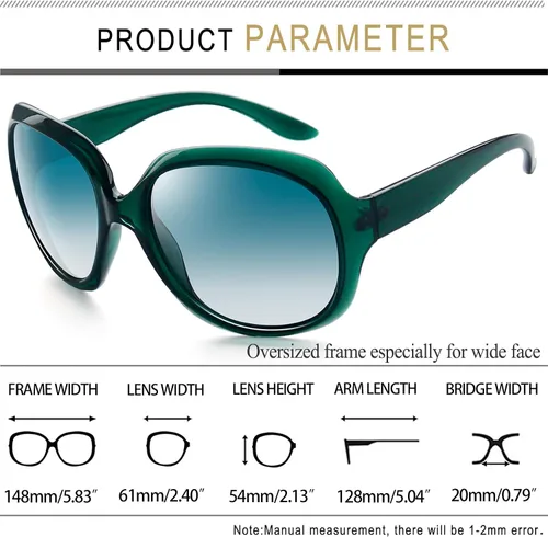 Vista 191 de Joopin Lentes de sol de gran tamaño para mujer, polarizados, grandes, para conducción, protección UV, grandes sombras