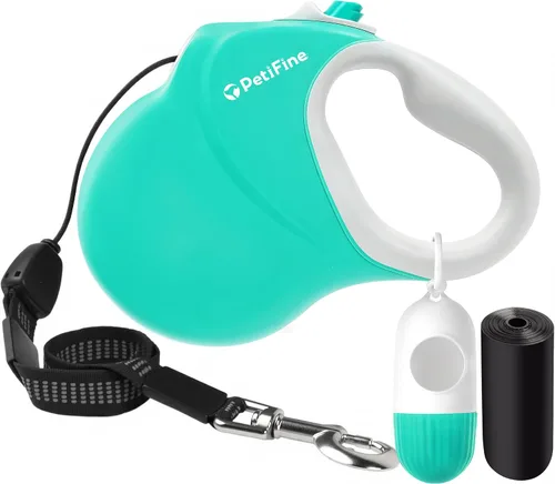 Vista 7 de PetiFine Correa retráctil para perro con dispensador y bolsas para excrementos, correa resistente de 30 pies para perros medianos y grandes de hasta