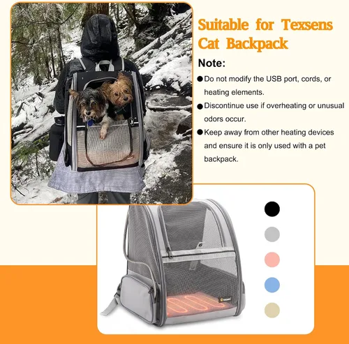 Vista 6 de Texsens Almohadilla térmica para mascotas alimentada por USB para gatos y 13.4 x 9.5 pulgadas, almohadilla térmica para mascotas con 3 niveles