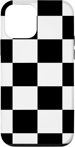 Vista 16 de Black and White Classic Checkered Big Checkerboard Pattern Case for iPhone 16