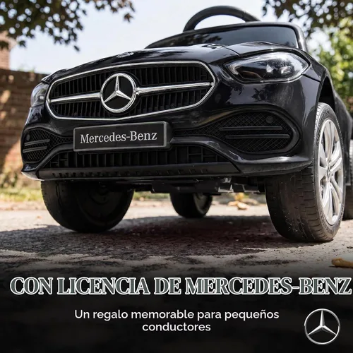 Vista 4 de Qaba Auto de empuje 4 en 1 para niños pequeños con licencia Mercedes-Benz Negro