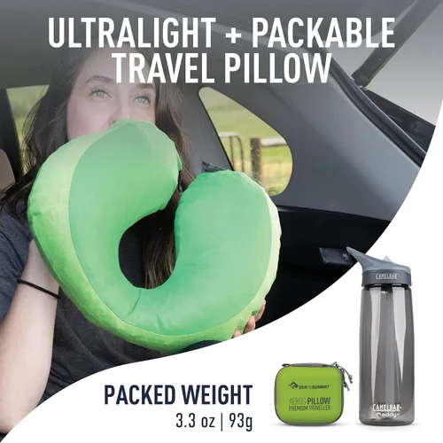 Vista 2 de Sea to Summit Aeros Premium Traveller - Almohada inflable para el cuello, color lima