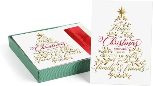 Vista 10 de Between The Branches Tarjetas Navideñas con Lámina Dorada / 16 Tarjetas de Navidad en Caja con Sobres Forrados de Lámina / 5 5/8" x 7 7/8" Tarjetas