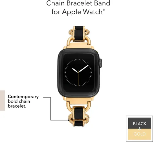 Vista 3 de Pulsera de cadena de moda Anne Klein para Apple Watch, segura, ajustable, correa de repuesto para Apple Watch, se adapta a la mayoría de las muñecas