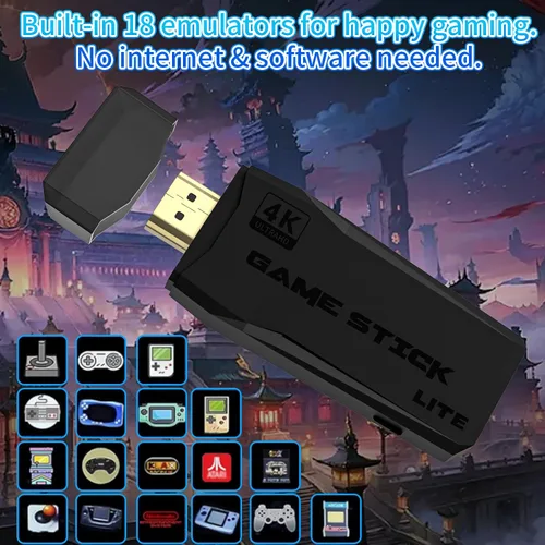 Vista 2 de Retro Game Console with 21,000+ Games, 18 Emulators, HDMI Plug & Play, 2.4GHz Wireless Controllers for TV Gaming (Black)