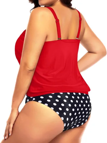 Vista 5 de Yonique Traje de baño de dos piezas de talla grande para mujer, tankini con control de abdomen