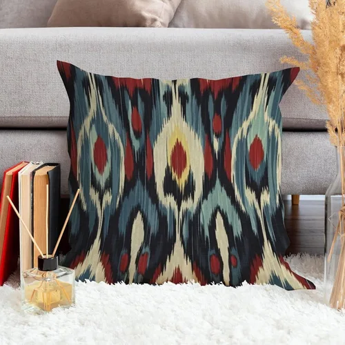 Vista 3 de Fundas de almohada Ikat de estilo bohemio con diseño de Ikat turco, azul, verde, rojo, crema, funda de cojín decorativa para sofá, funda de almohada