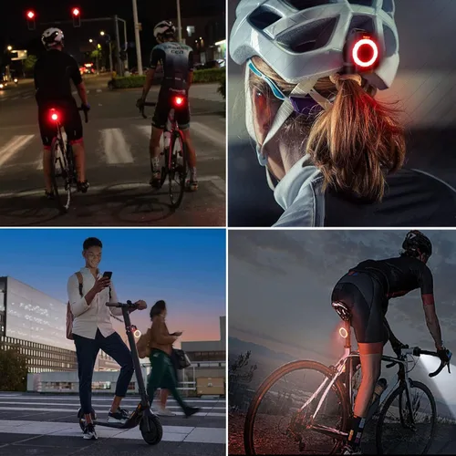 Vista 7 de Luz trasera de bicicleta, luz trasera LED recargable para bicicleta de noche, bonitos accesorios de bicicleta, luz trasera brillante