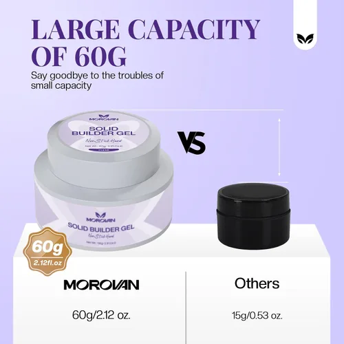 Vista 5 de Morovan Gel de uñas sólido constructor: 2.12 oz de gran capacidad de gel de construcción de uñas para esculpir 3D geles duros no pegajosos para uñas