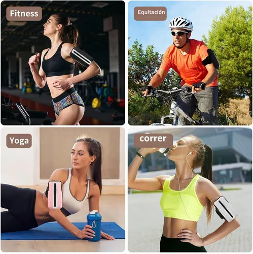 Vista 6 de Prime Comfort Brazalete para teléfono para correr, bandas para iPhone para ejercicio, bandas de brazo para correr para teléfono celular, monedero