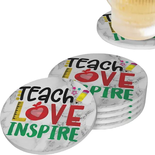 Vista 11 de Life is Better - Juego de 4 posavasos de cerámica absorbente para mesa de café, barra de madera, 4 pulgadas