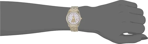 Vista 6 de Disney Reloj de cuarzo analógico redondo brillante para adultos, Oro, Reloj de cuarzo