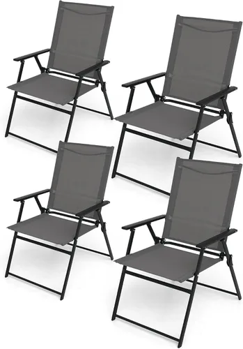 Vista 9 de Anmutig 2 sillas plegables rojas para patio al aire libre con respaldo alto, reposabrazos ligeros