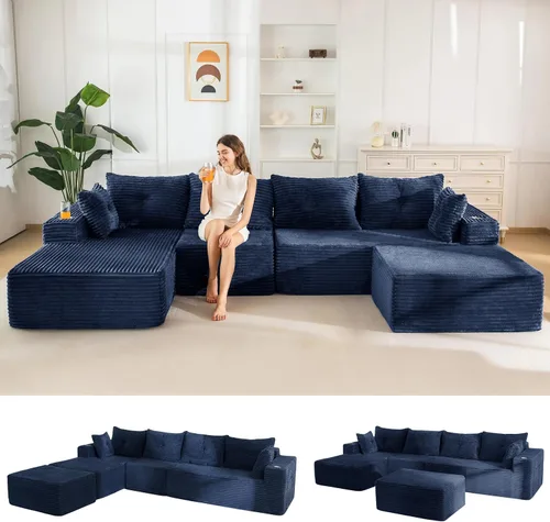 Vista 22 de MAXYOYO Sofá modular de 104 pulgadas con diván en forma de L, moderno sofá deshuesado para sala de estar, sofá en una caja, sofá de gran