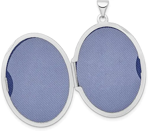Vista 5 de Collar de cadena de plata de ley 925 reversible con espirales florales ovalados y colgante de foto, con cadena que sostiene fotos, joyería fina