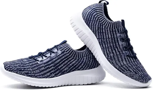 Vista 7 de ECHOINE Tenis deportivos para caminar para mujer, ligeros, informales, de punto, sin cordones