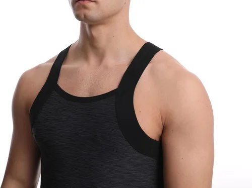 Vista 6 de Different Touch Paquete de 3 camisetas sin mangas de corte cuadrado de ajuste seco para hombre