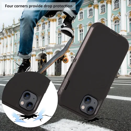 Vista 5 de Compatible con iPhone 13 de 6.1 pulgadas, con protectores de pantalla, resistente, rugosa, a prueba de golpes, protección completa, funda