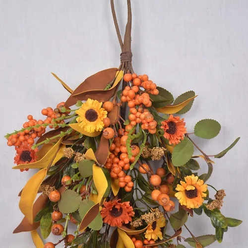 Vista 4 de Botín de cosecha de otoño de 20 pulgadas, botín artificial de arce de otoño, día de Acción de Gracias, Halloween, lágrima decorativa, decoración