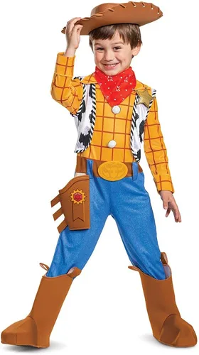 Vista 2 de Disney Pixar Woody Toy Story 4 Deluxe Boys' Costume & Buzz Deluxe, White, Small (4-6)