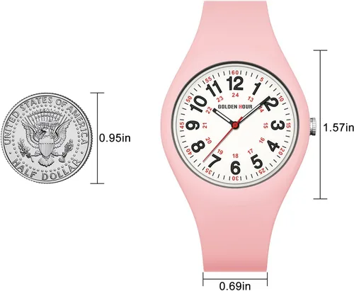 Vista 4 de GOLDEN HOUR Relojes deportivos impermeables analógicos unisex para enfermeras, profesionales médicos, estudiantes, esfera militar brillante y fácil