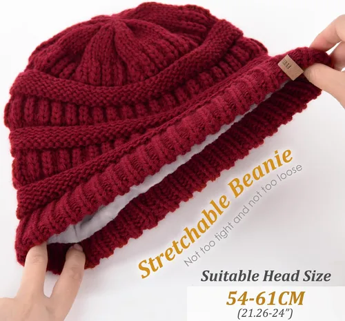 Vista 27 de FURTALK Gorros de invierno para mujer, con forro polar, gorro de punto holgado y cálido, gorro de esquí