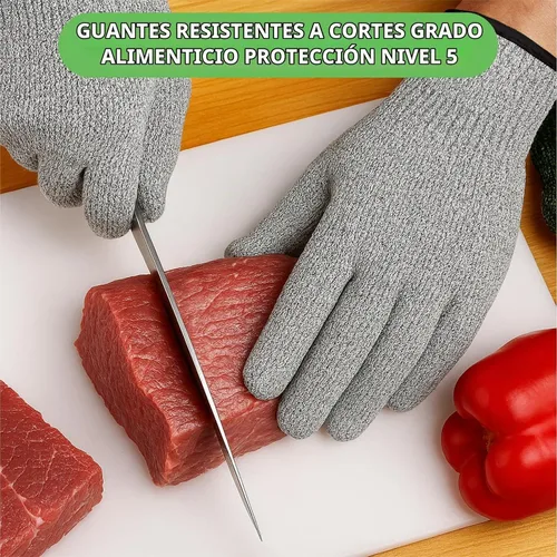 Vista 5 de Tabla de cortar de acero inoxidable, paja de trigo de doble cara y tabla de cortar de acero con guantes resistentes a cortes, tabla de cortar