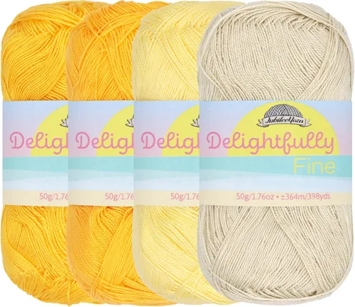 Vista 11 de JubileeYarn - Hilo deliciosamente fino, 1.76 oz/madeja de rayón de bambú y encaje, tonos de azul, 4 madejas