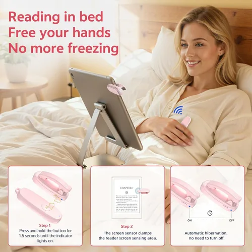 Vista 7 de Girador de páginas remoto Kindle, clic automático de página con clip para Kindle y tabletas, control de página de avance con un botón, control