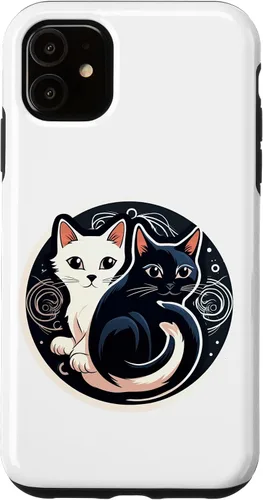 Vista 6 de Funda para iPhone 12 mini Yin Yang Cat Feng Shui Ying Yang Taoísmo Zen Budismo