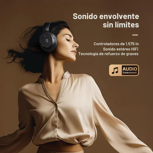Vista 5 de Calmbee Auriculares híbridos con cancelación activa de ruido inalámbricos Negro