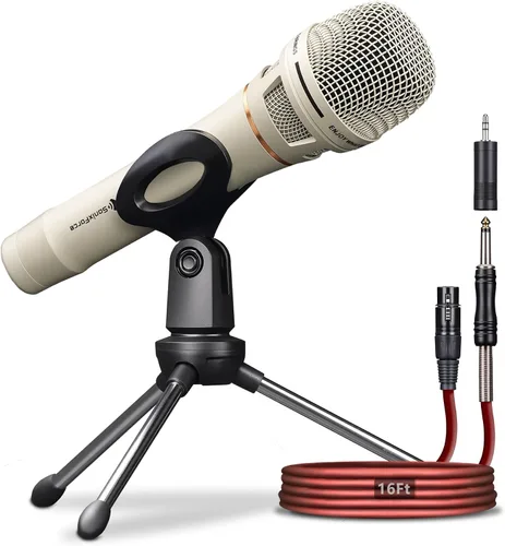 Vista 10 de Micrófono Dinámico - Micrófono Vocal Profesional para Cantar - Micrófono de Mano con Cable con Cable de Audio XLR de 16 ft a 1/4" - Micrófono