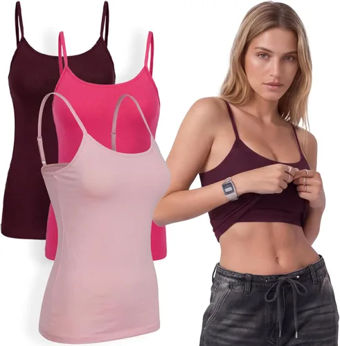 Vista 48 de Emmalise Camiseta de mujer con brasier integrado, soporte de tela sin varillas, camisola corta