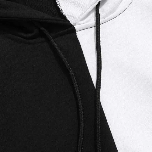 Vista 4 de Sudadera suave para hombre, estilo casual, con retazos, ajustada, con capucha, de manga larga