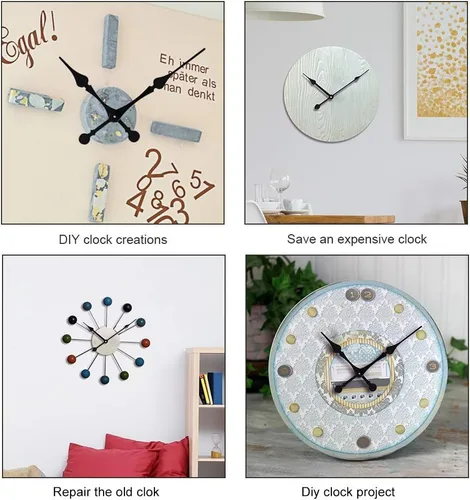 Vista 6 de EMOON Mecanismo de movimiento de reloj de alto par con agujas de pala de 11 pulgadas de largo, kit de motor de reloj de cuarzo para reloj de Negro