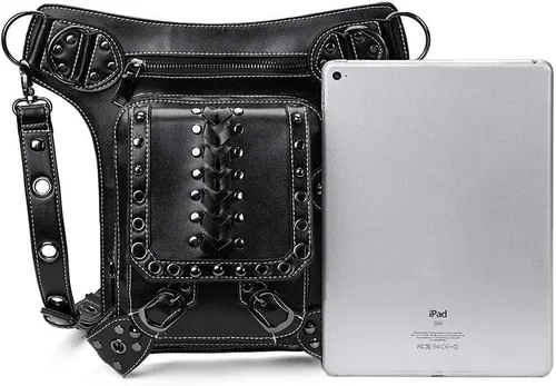 Vista 8 de UIYTR - Bolso retro para mujer, estilo gótico, estilo roco, cintura para mujer, color negro