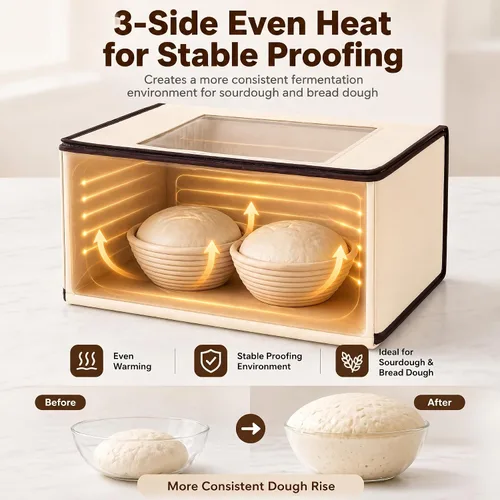Vista 2 de BLUBYEES Caja de fermentación plegable mejorada con calefacción de 3 lados, sensor NTC incorporado y control preciso de temperatura de 68-104°F